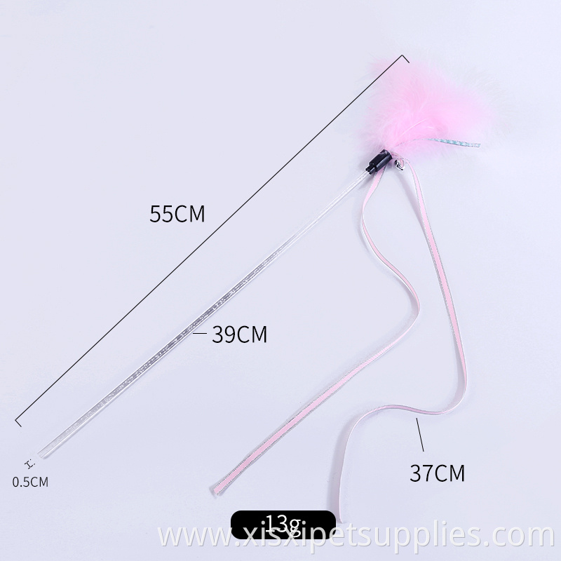 ribbon feather nice color cat stick cat happy toy